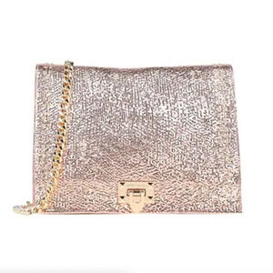 MARC ELLIS Leather Crossbody Shoulder Bag Metallic Pink Made in Italy